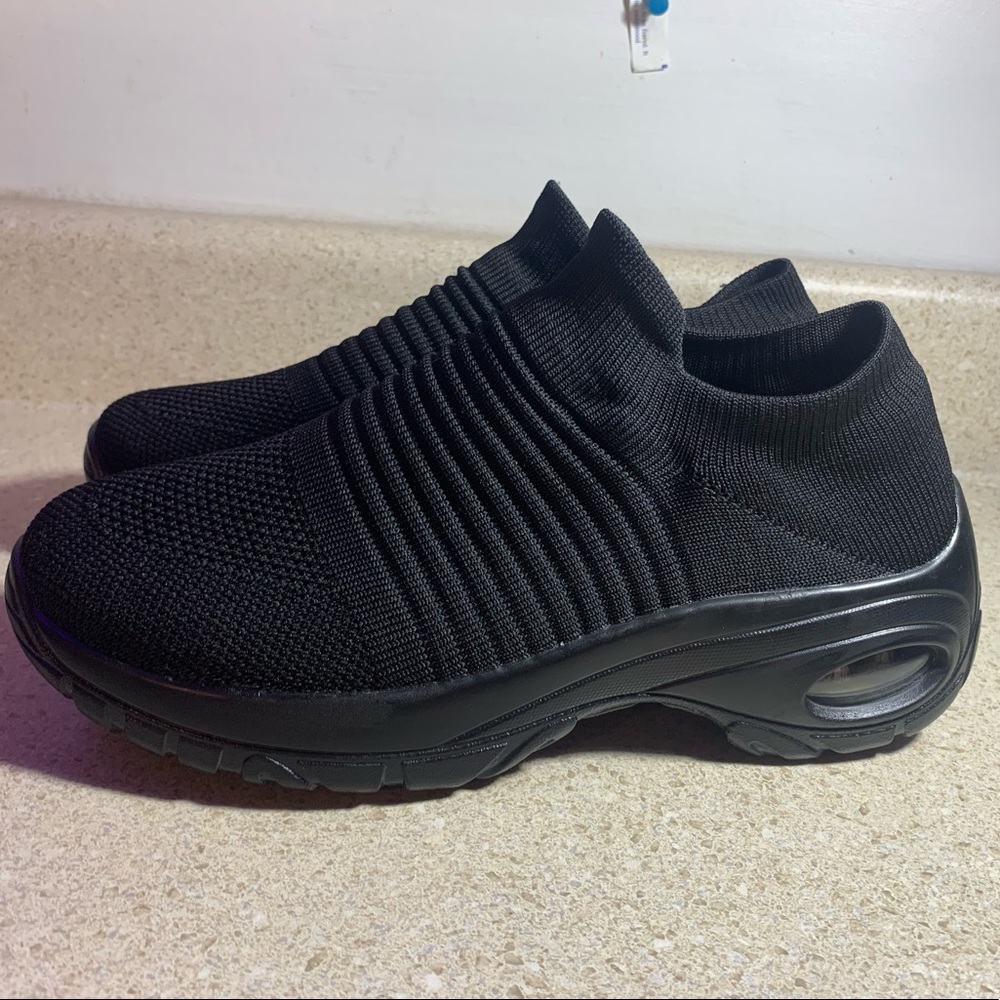 NWT Black Knit Slip On Sneakers